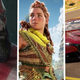 Kratos from God of War, Alloy from Horizon and a red car combined into a single image.